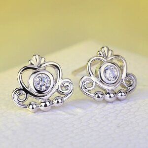 "Princess Heart CZ 925 Silver Rose Gold Plated Earrings for Women, HA4498